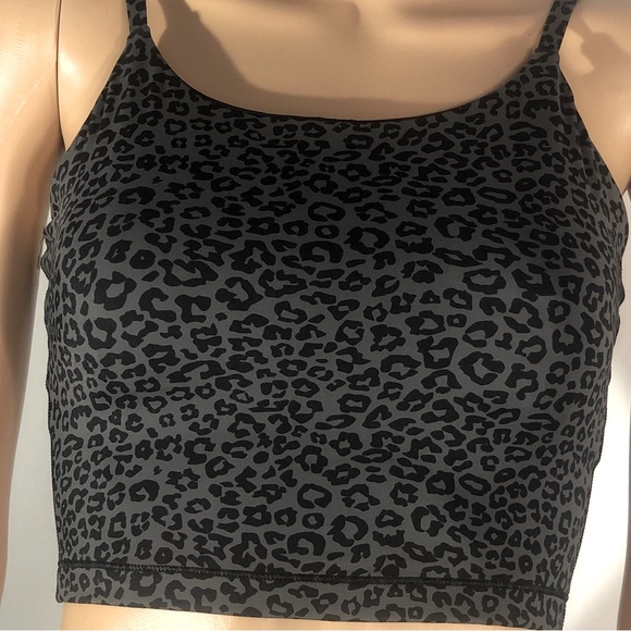 CRZ YOGA Animal Print Gray Black Sports Bra Wirefree Padded Cropped Tank Small - Picture 2 of 9
